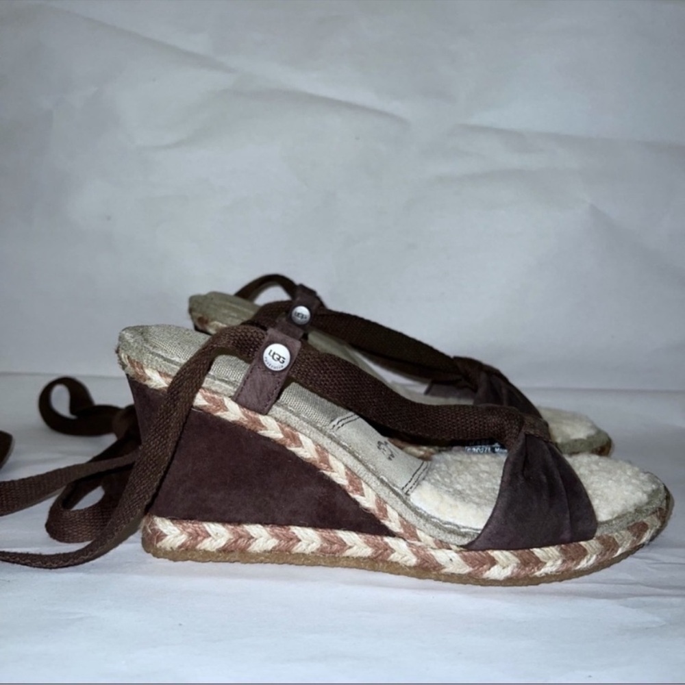 NWT UGG Chocolate Brown Espadrille Wedges